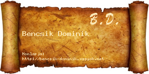 Bencsik Dominik névjegykártya
